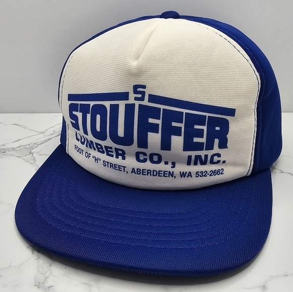 vintage 80s | blue white foam lined snapback baseball hat | MENS OS - Picture 2 of 8